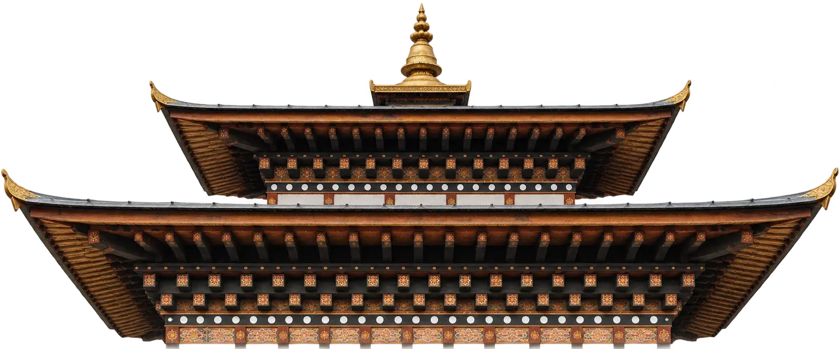Layered Bhutanese roof eaves — reference study